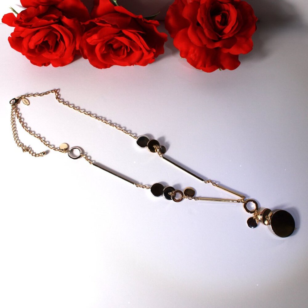 Chico's Silver and Gold Disk Necklace